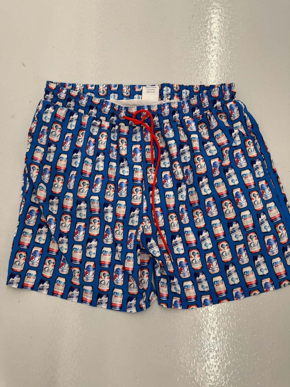 Old South Apparel Beer Me Print Swim Trunks